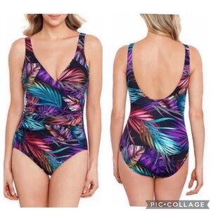 NWOT Miradonna by Miraclesuit One Piece Swimsuit, Bahama Palms Sz 6